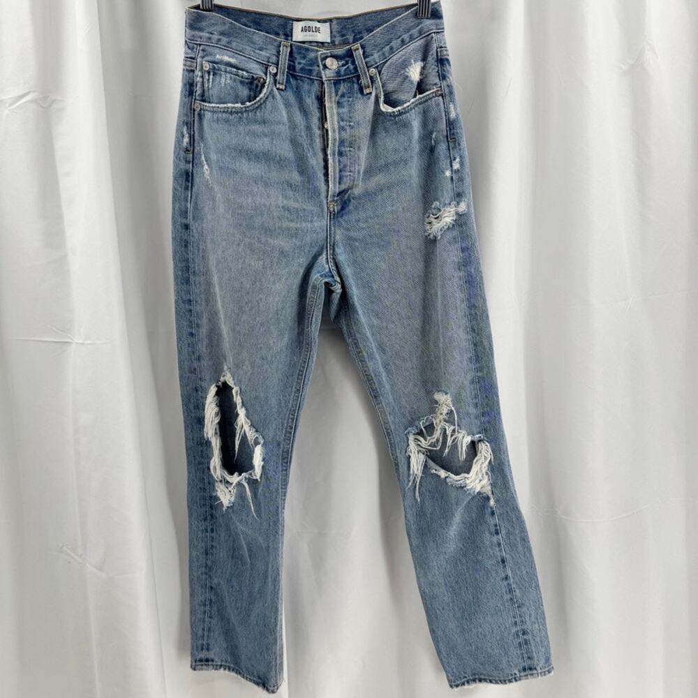 Agolde 90's Jeans Distressed High Rise Bleach Wash Sz 24
